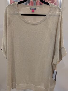 $20 Vince Camuto Size 3X - NWT Gold Metallic Knit Blouson Shimmer Top Sweater